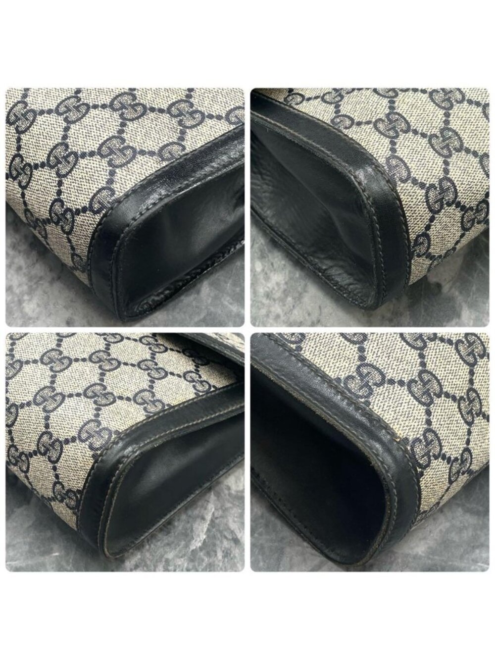 ★SOLD★ Gucci GG Sherry Line Clutch Navy Logo Leather - Picture 10 of 10